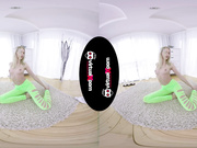 Young blonde rubs her wet pussy